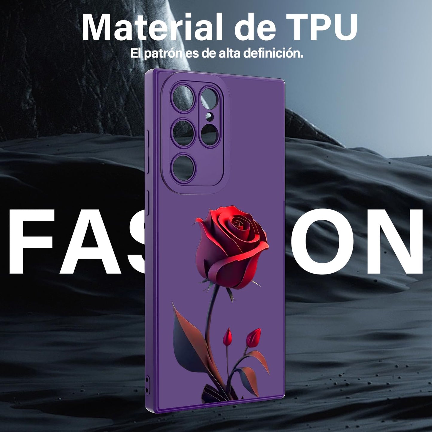 Threehao Funda para Samsung Galaxy S22 Ultra Case Uso Rudo, Ultra Delgado Flexible Silicona Púrpura Carcasa con Aesthetic Dibujos Flores, Antigolpes Anti-arañazos Protectora