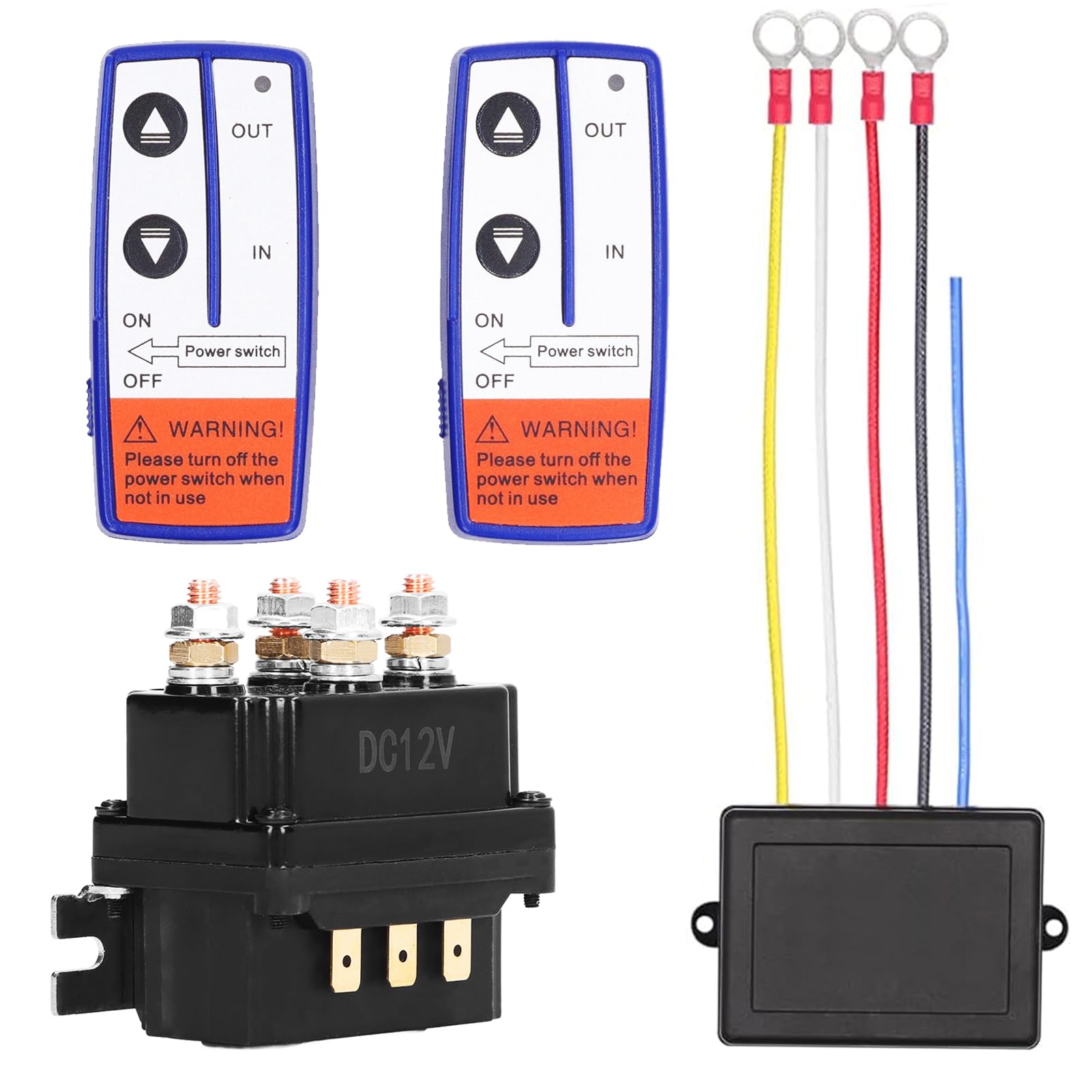 Mando A Distancia Inalámbrico para Cabrestante, Contactor de relé de Solenoide de Cabrestante de 12 V 500 A y Kit de Control Remoto de Cabrestante Inalámbrico de 2 Piezas con 6