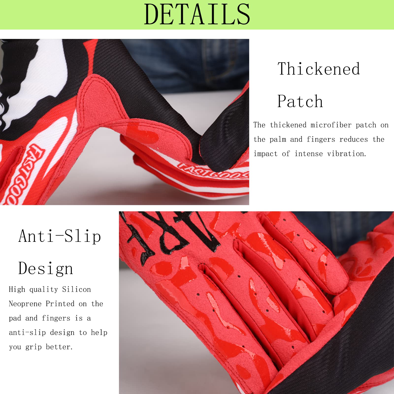 FASTGOOSE - Guantes de Motocross para Moto, ATV MX MTB, Todoterreno, Carreras Deportivas, Ciclismo (Rojo/Negro, Mediano)