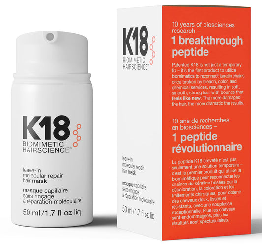 K18 Hair - Mascarilla capilar reparadora molecular Leave-In, máscara unisex, 1.7 oz