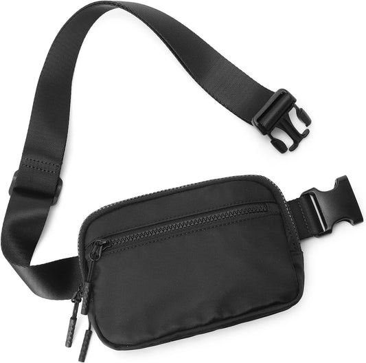 CXJYSD Riñonera de moda casual para hombres y mujeres,correa de hombro ajustable multifuncional,bolso cruzado con 4 bolsillos con cremallera, adecuado para hacer ejercicio,correr (negro-02)