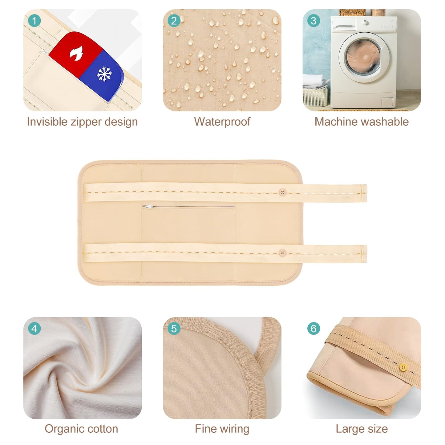 YHOVID Paquete De 4 Pzas De Aceite De Ricino Envoltura De Algodón Orgánico Para Detox Hígado, Estómago, Vientre, Cuello, Pecho Y Cuerpo Completo, Kit De Almohadillas Reutilizables Para Compr