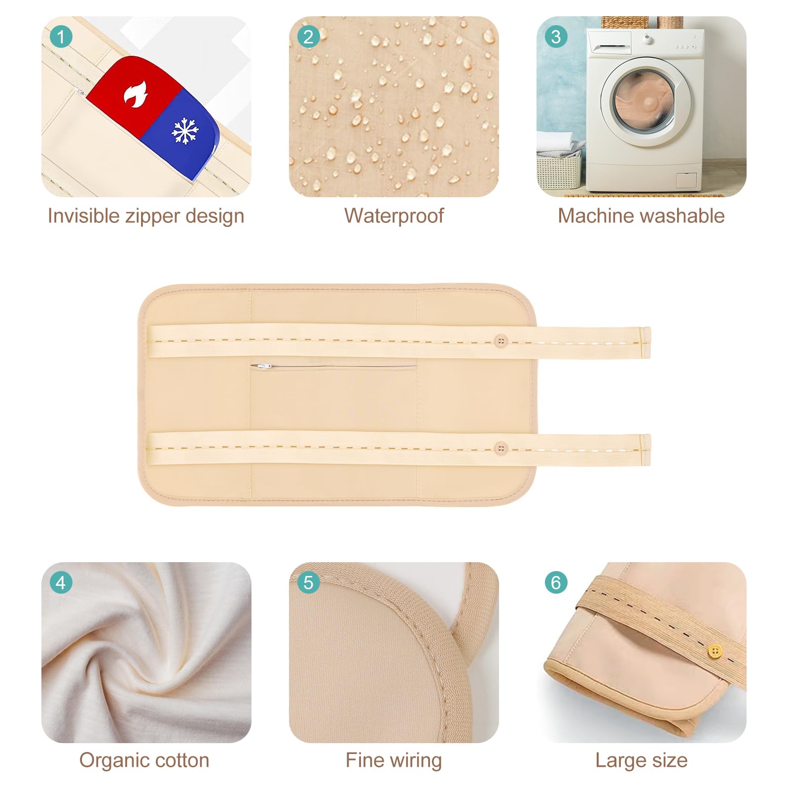 YHOVID Paquete De 4 Pzas De Aceite De Ricino Envoltura De Algodón Orgánico Para Detox Hígado, Estómago, Vientre, Cuello, Pecho Y Cuerpo Completo, Kit De Almohadillas Reutilizables Para Compr