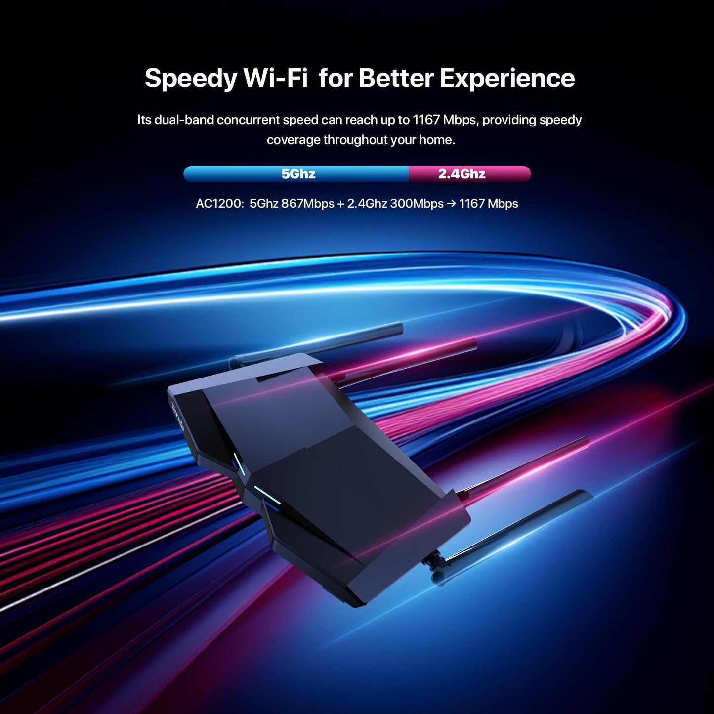 Router AC1200 Tenda 802.11 Dual Band 4 Antenas Mu-Mimo