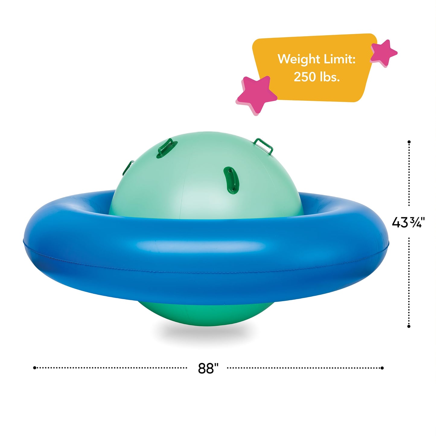 Hearthsong - Balancín inflable de 8 pies con 6 asas, equipo de juego divertido para niños, juguete gigante para actividades de juego al aire última intervensión para niños y niñas a partir de 5 años