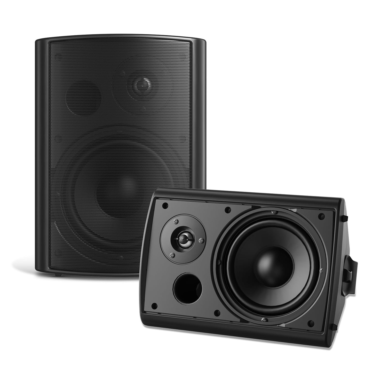 STUDIOFINIX Altavoces de Pared de 6,5 Pulgadas, Sistema de Altavoces pasivos para Exteriores de 400W/par, Material ABS Resistente para el Patio, el Garaje y la Piscina (Negro)