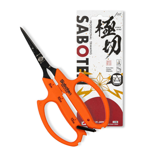 Saboten Tijeras de Cosecha Automáticas 6.3" – Hoja Curva de Punta Fina, Acción Magnética sin Resorte, Acero Inoxidable con Flúor, Mango Ergonómico – forest Originals, Hechas en Japón