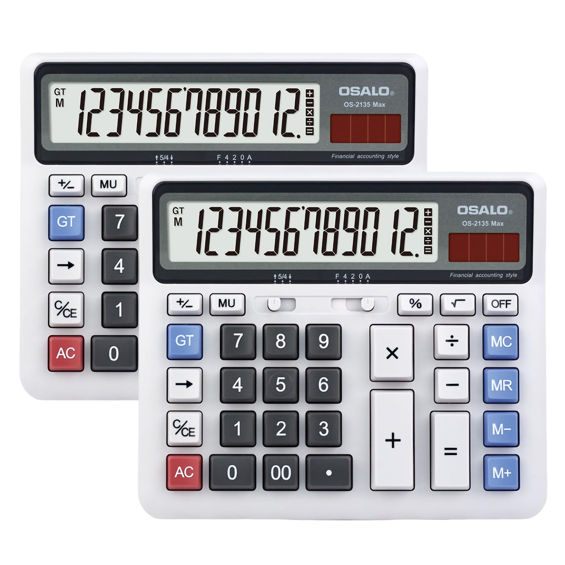 Pendancy Calculadora de Escritorio Pantalla LCD Extra grande Calculadora de Contabilidad de números Grandes de 12 dígitos con botón de Respuesta Gigante, para Office Business Home (2135-2 Piezas)