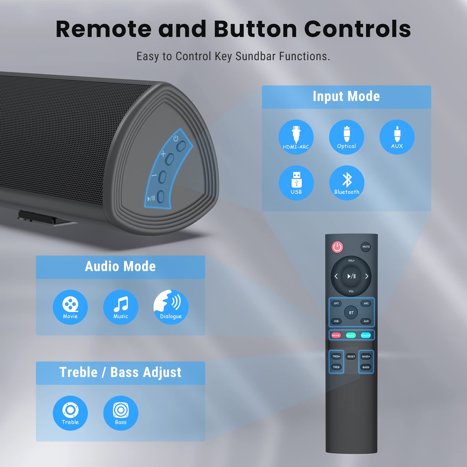 BYL Barra de sonido de 100 vatios y 40 pulgadas, altavoz de TV Bluetooth con cable y audio inalámbrico con función de aprendizaje (versión de Beef Up 2018, prueba de 60 días en casa), 86.36 cm