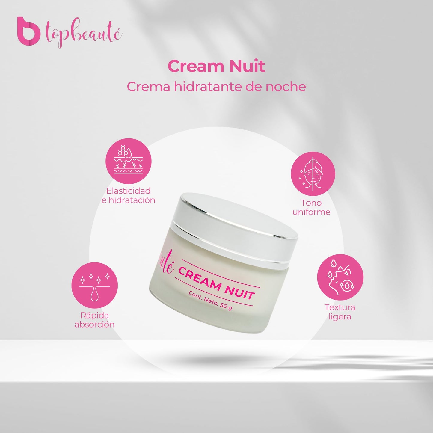 Top Beauté - Kit Skincare Antiedad +40 Cram Jour crema de día facial antiarrugas + crema contorno de ojos Lifting Eyes + Cream Nuit Creama de noche con Ácido Hialurónico Colágeno Vitaminas E, A Antiage