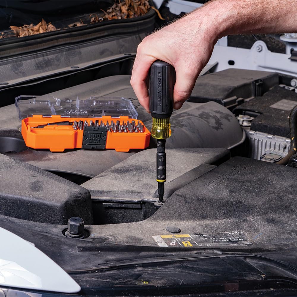 Klein Tools 32501HD KNECT - Juego de destornilladores multipuntas y tuercas con clasificación de impacto de 46 piezas con funda MODbox, 39 bits, 4 destornilladores de tuerca, soporte de brocas, mango
