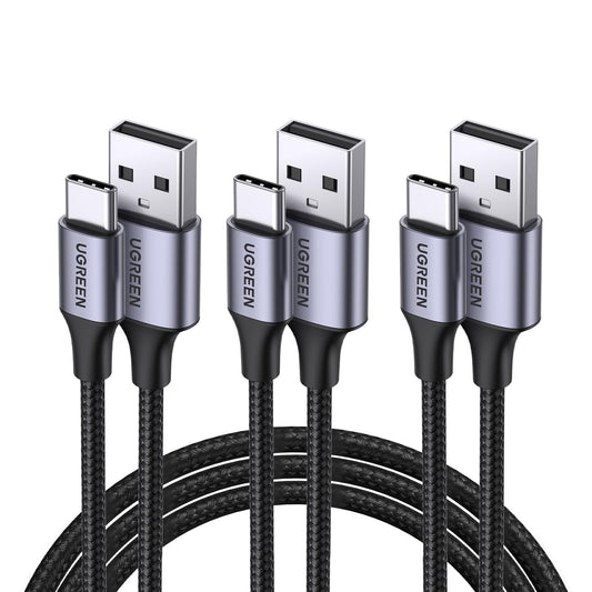 Cable USB Tipo C UGREEN Negro Carga Rápida y Nylon Trenzado