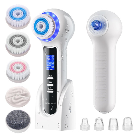 Cepillo Limpiador Facial UMICKOO Recargable Negro con Pantalla LCD IPX7 Impermeable para Todo Tipo de Piel