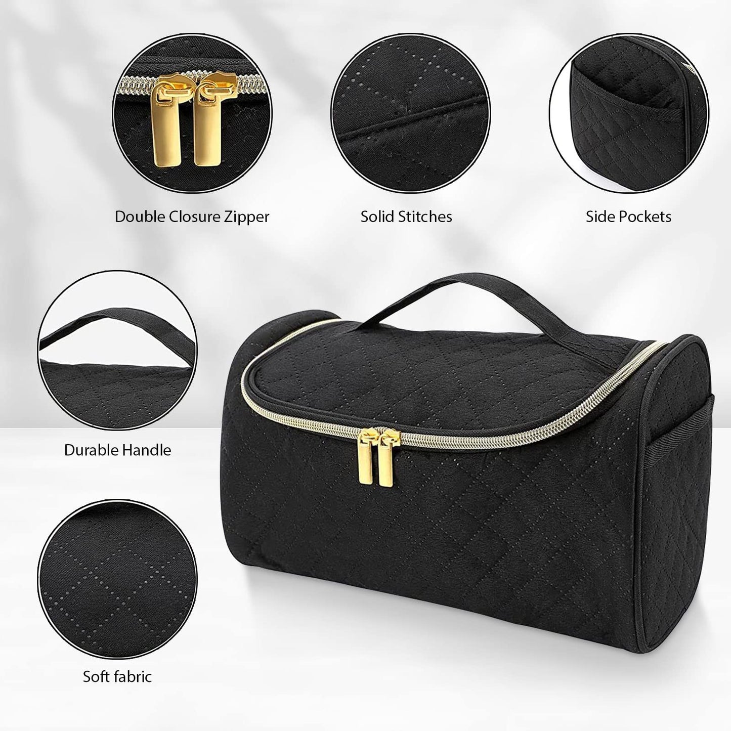 FRMARCH Bolsa de almacenamiento de viaje compatible con Dyson Airwrap Styler, organizador de viaje portátil con clips para Airwrap Hair Styler Case y accesorios, estuches de viaje cosméticos con gancho para colgar, negro (Black-v2), 12.2"x5"x6"