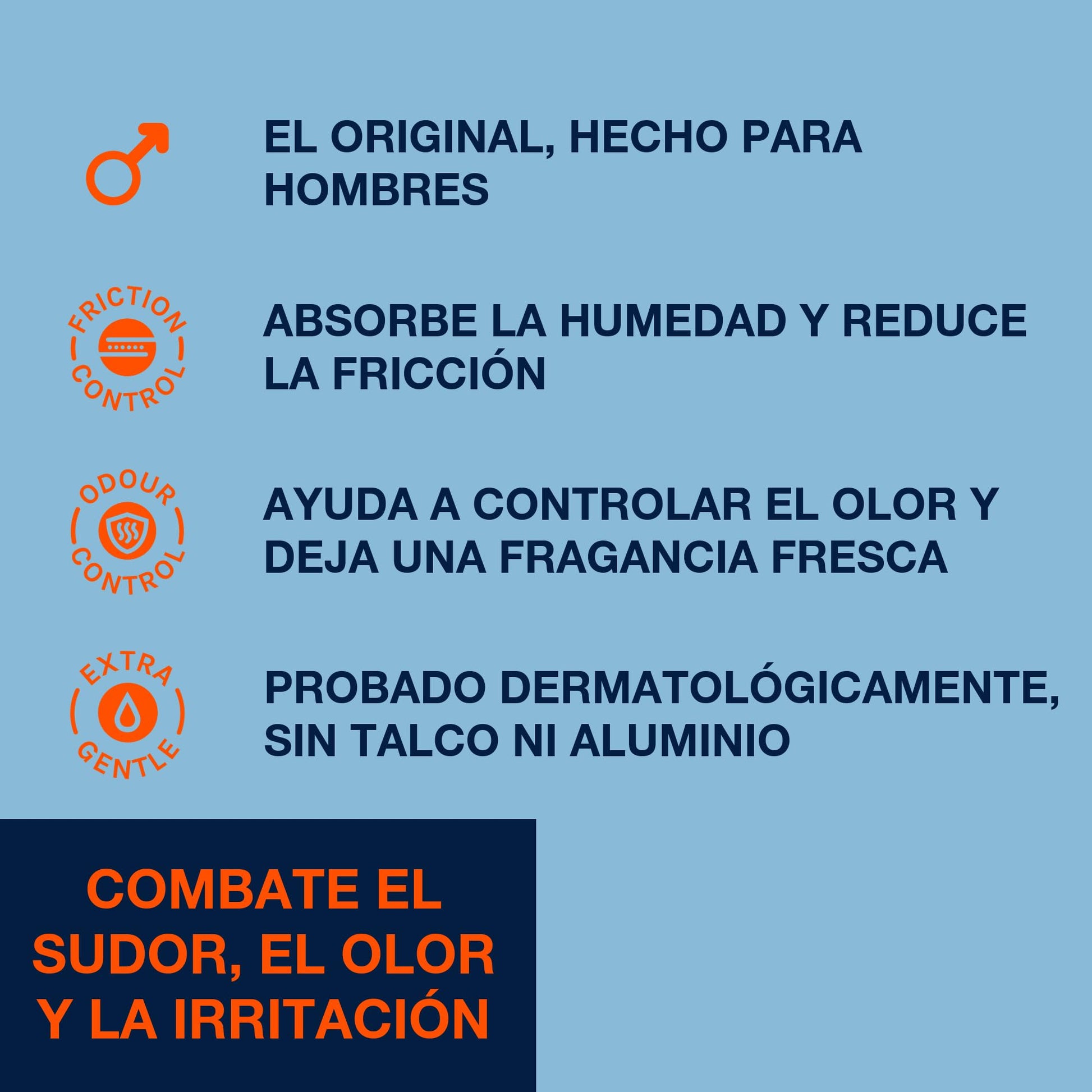 NO HAIR CREW | Polvo Íntimo Premium DRY & FRESH | Bote de 100 g - Hecho Para Hombres - Evita la irritación - Controla el mal olor