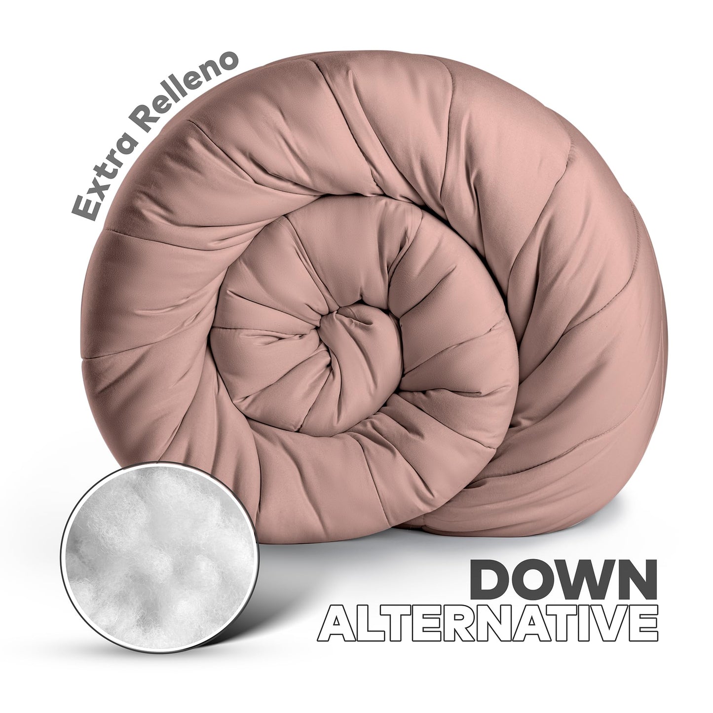 Dreamlab Edredón Acolchado para Toda Estación. Relleno de Microfibras Recubiertas con Gel. Lavado a Máquina. Usar como Edredón o con Funda Duvet. Hipoalergénico. (Rosa Palo, Individual 162 x 223cm)