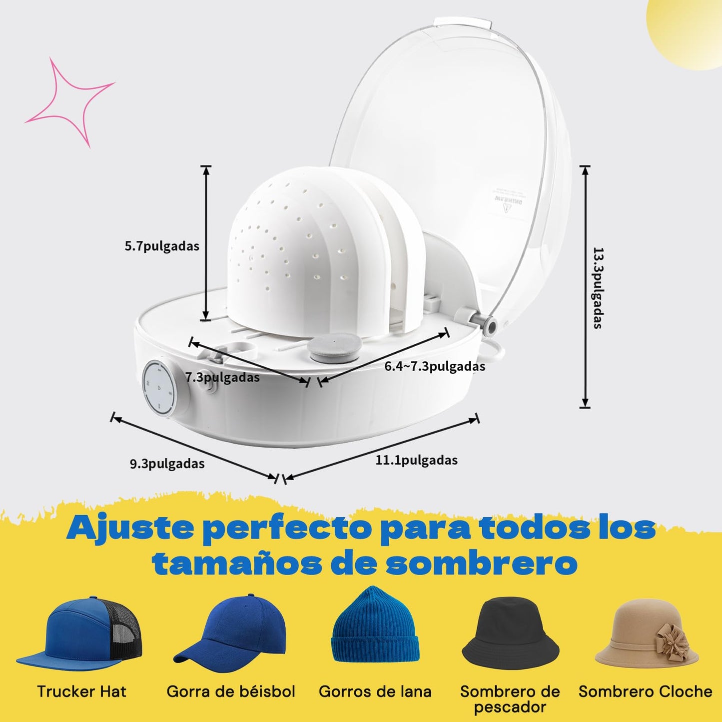 Máquina de Vapor YUYO Blanca para Limpiar y Secar Sombreros de Béisbol y Pescador
