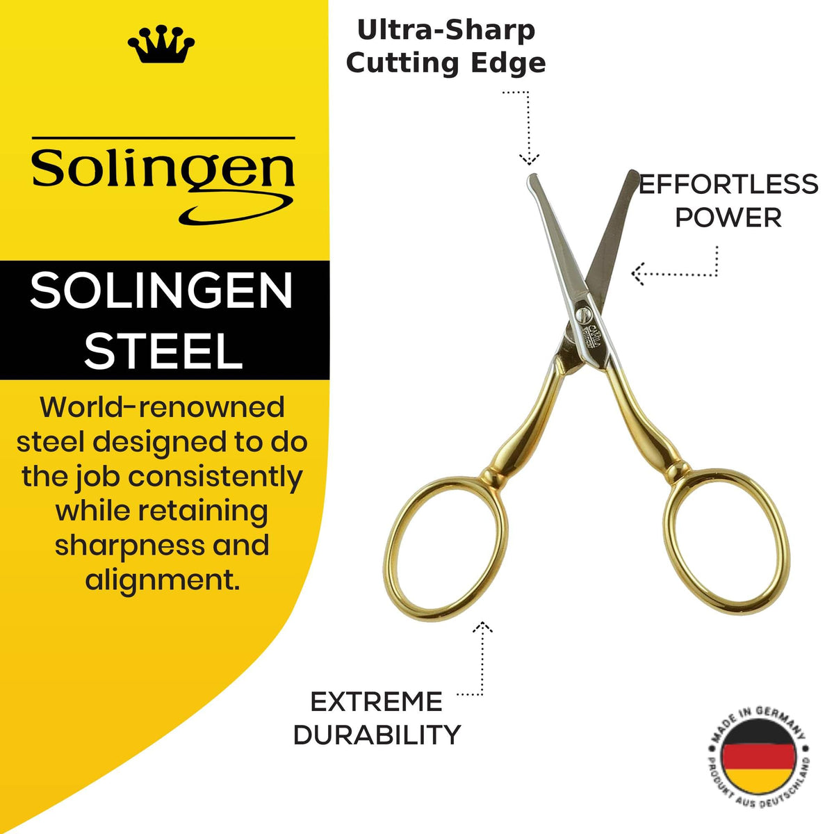 Camila Solingen CS06 3 1/2" Professional Gold Plated Nostril Safety Scissors