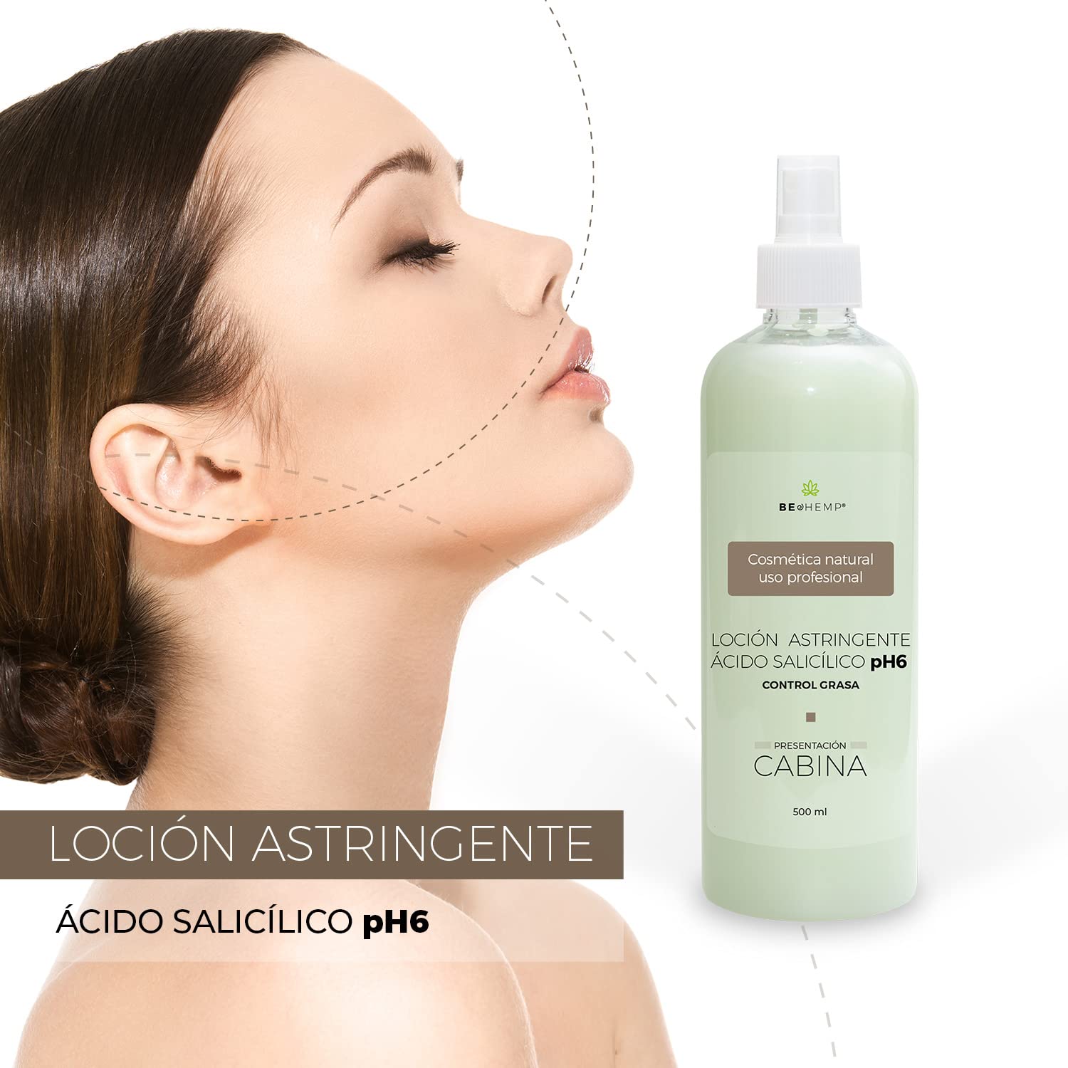 Loción facial astringente antiacné con ácido salicílico 500 ml