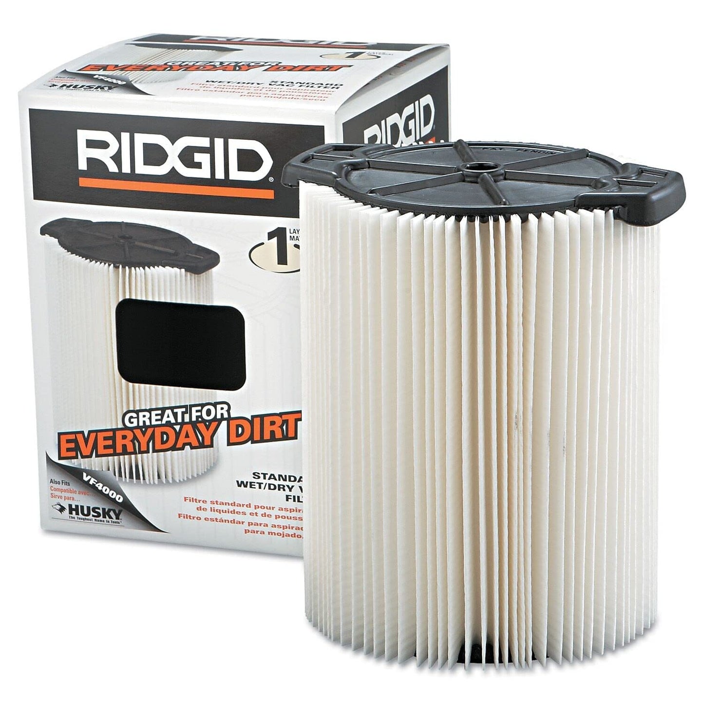 Filtro para Aspiradora RIDGID Monocapa Lavable y Reutilizable con Sujeción Qwik Lock