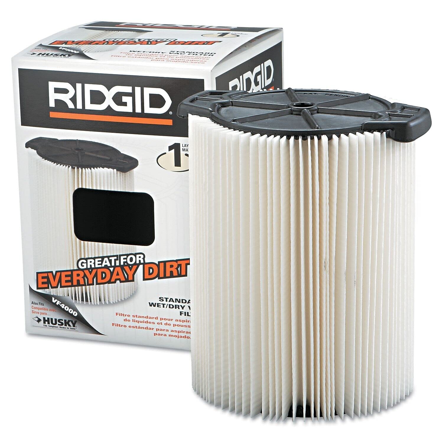 Filtro para Aspiradora RIDGID Monocapa Lavable y Reutilizable con Sujeción Qwik Lock