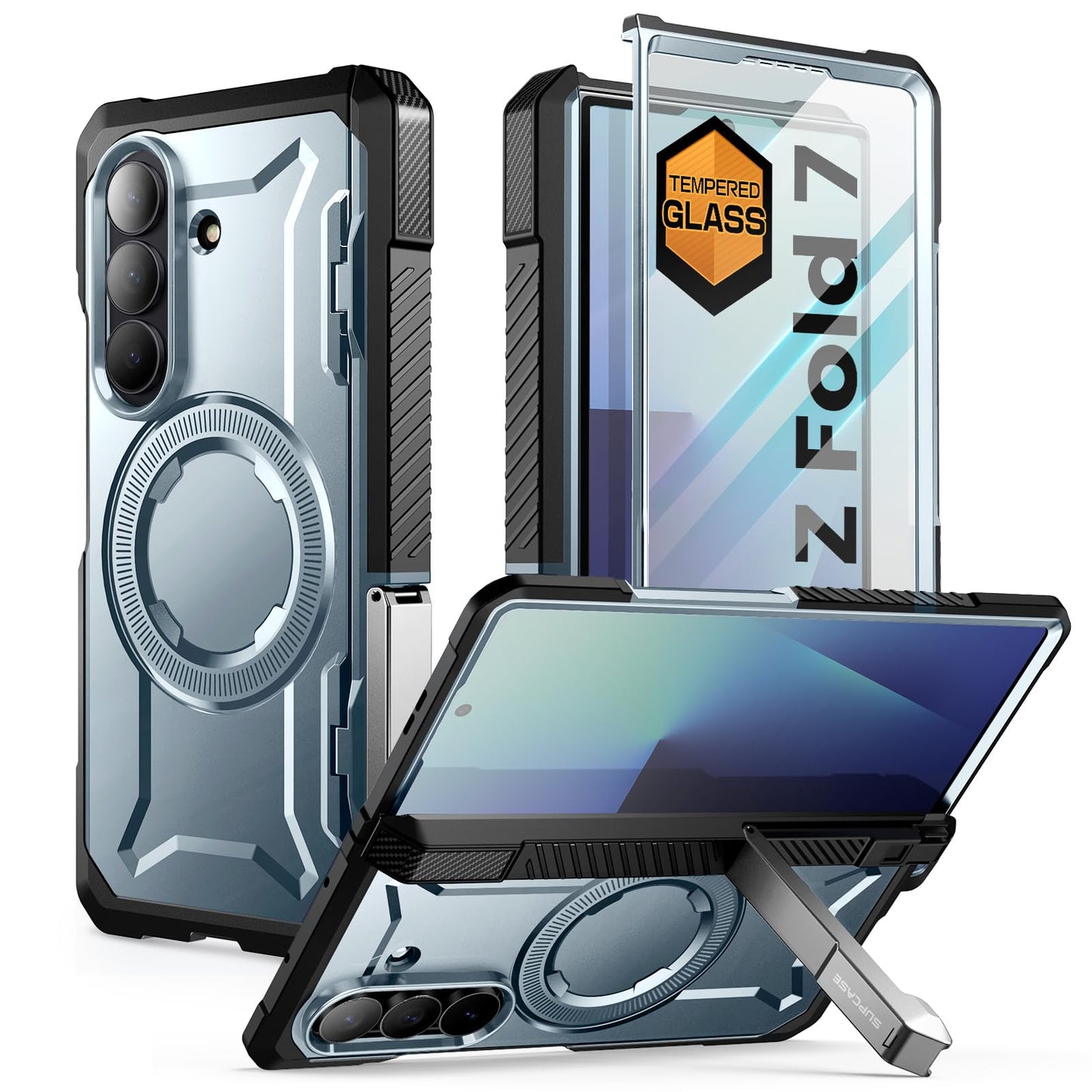 Funda Magnética SUPCASE Azul con Protección Militar y Vidrio Templado para Samsung Galaxy ZFold 7