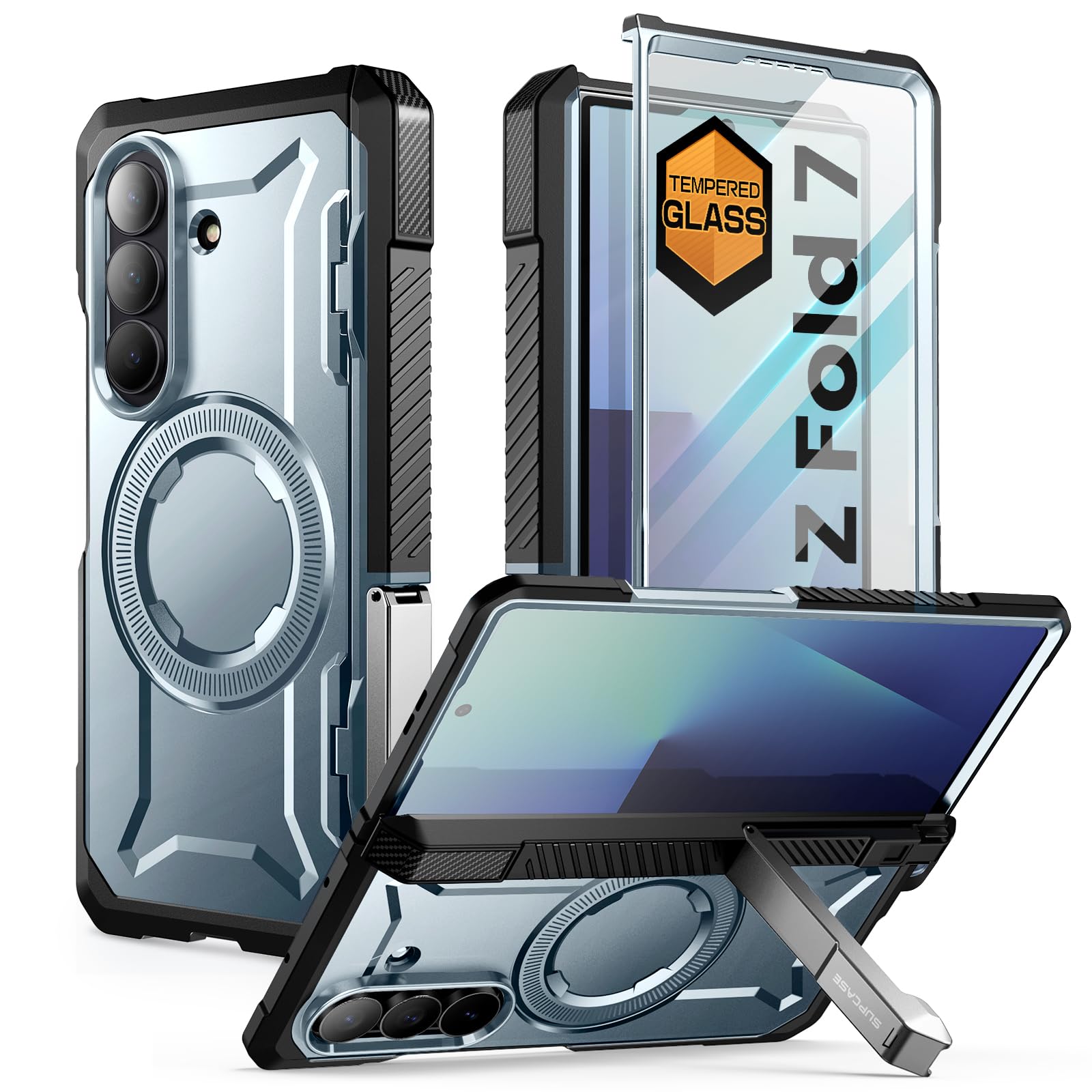 Funda Magnética SUPCASE Azul con Protección Militar y Vidrio Templado para Samsung Galaxy ZFold 7