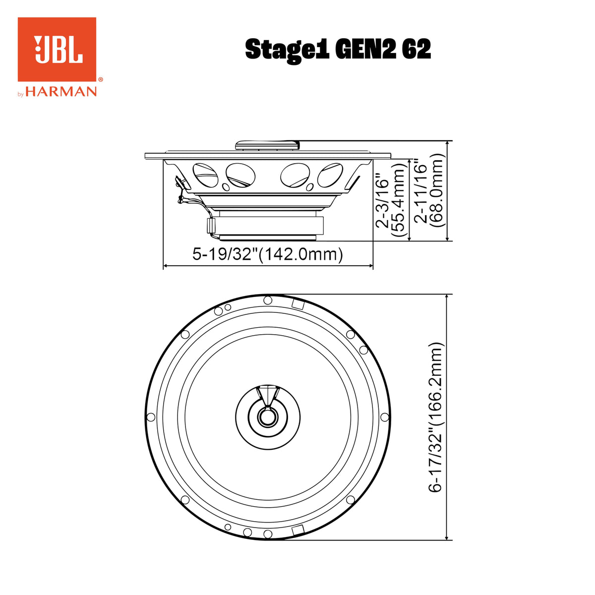 Altavoz Coaxial JBL Stage1 62 Gen2 Negro con Sonido Potente y Claro