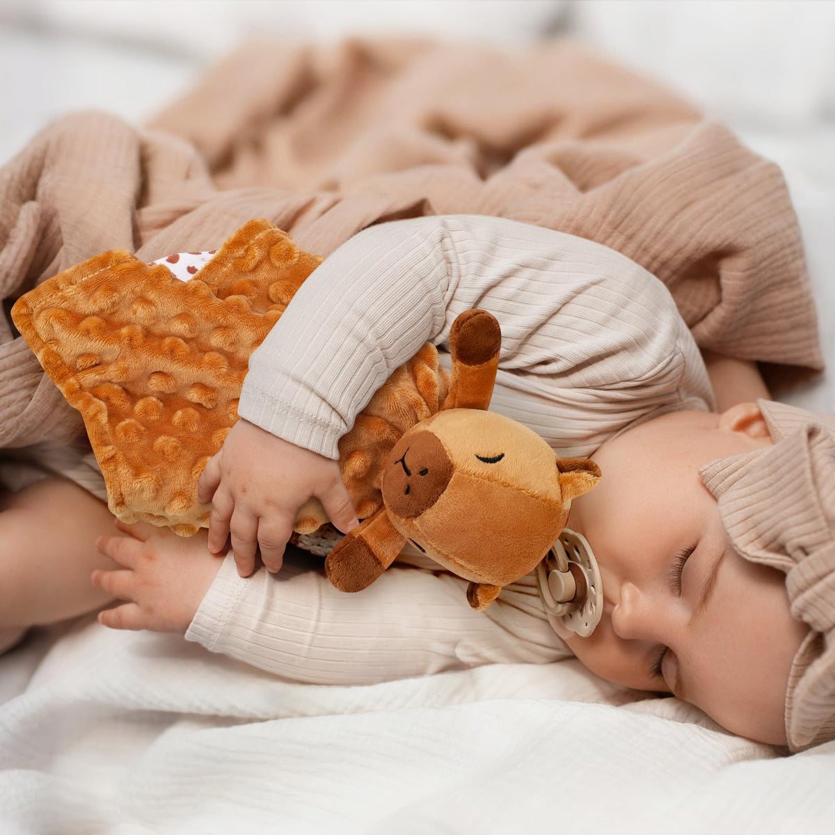 Sprinqdawin Loveys para Bebés, Manta de Seguridad de Bebé Kawaii Capybara para Recién Nacido Infante Niño Pequeño Juguete de Abrazo Animal de Peluche, Mantas de Seguridad Lovey Capybaras Regalos Bebé