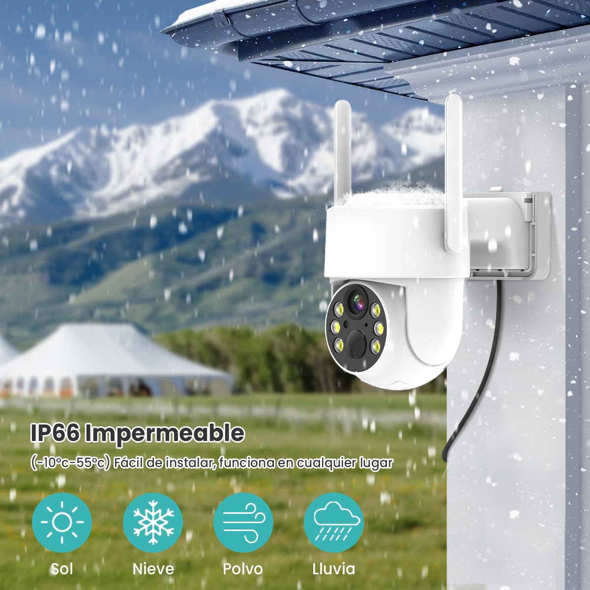 Cámara de Seguridad EASYTAO Q25 Blanco Inalámbrica Exterior 4G con Panel Solar y Batería 8000mAh 4MP