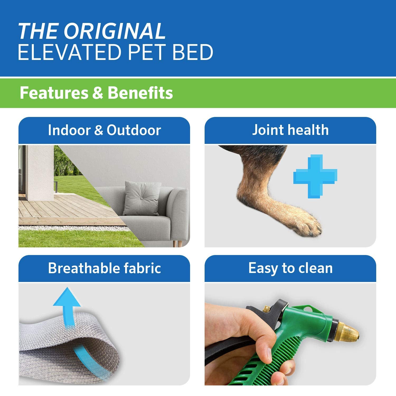 Coolaroo - Cama elevada para mascotas Gale Pacific con tejido de punto, color verde, tamaño mediano