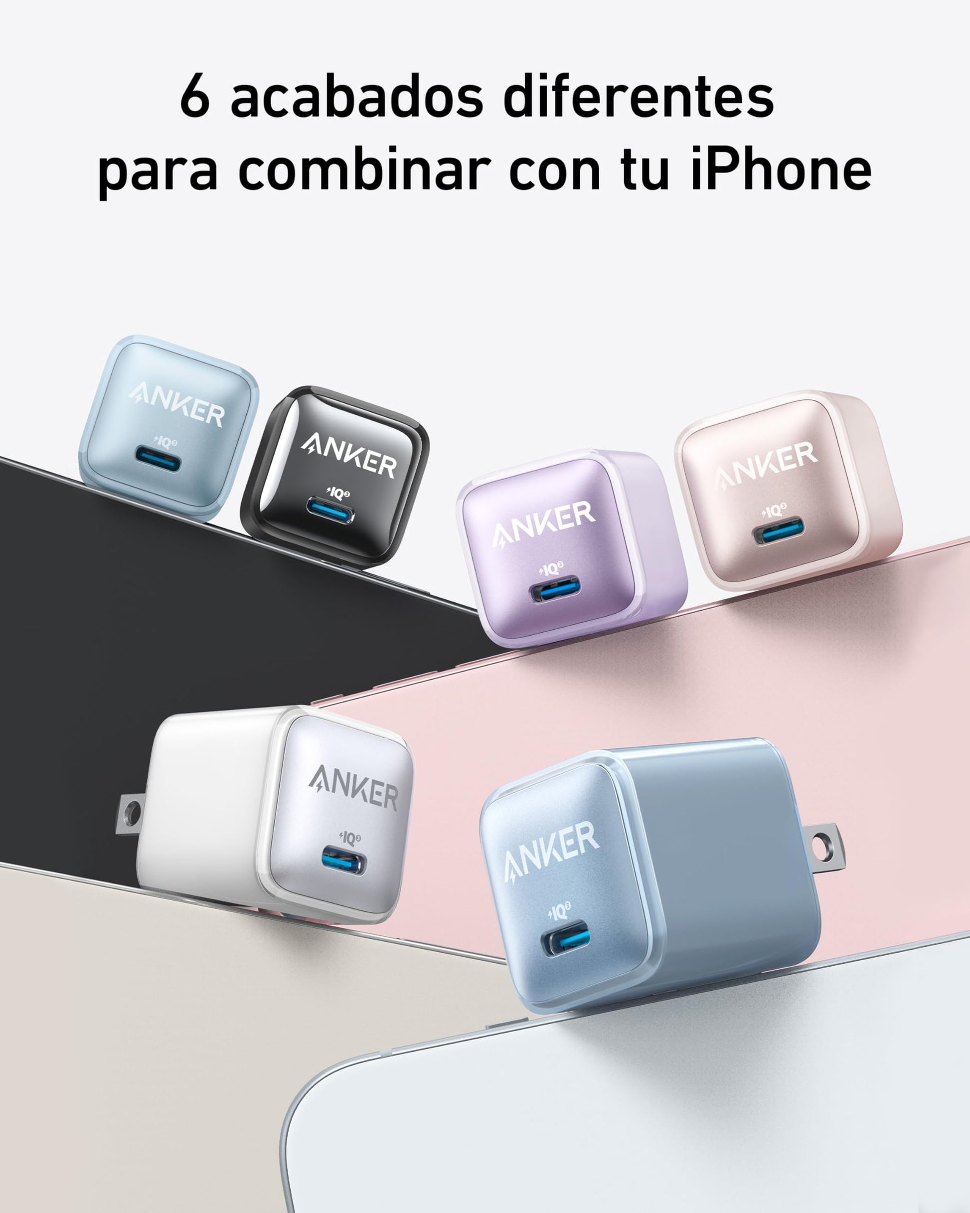 Cargador USB C Anker Blanco 20 W de Carga Rápida Compacto
