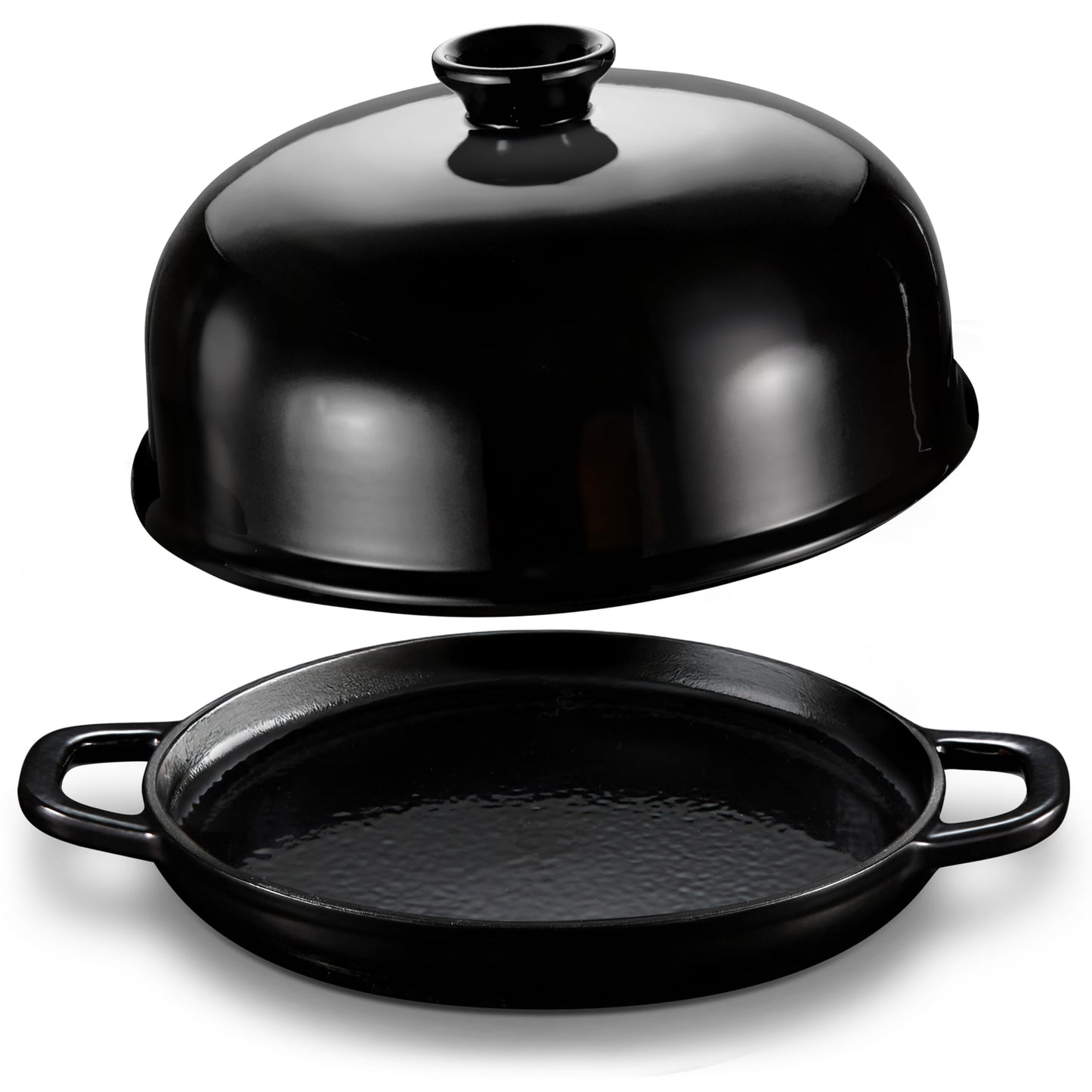 Kook - Horno de pan con tapa y asas, sartén de hierro fundido esmaltado y tapa de cerámica, para hornear, cocinar, asar, color negro