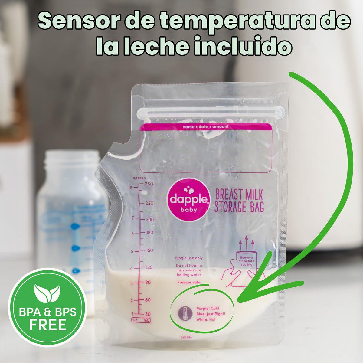 Dapple Baby - Bolsas de almacenamiento de leche materna con boquilla de
