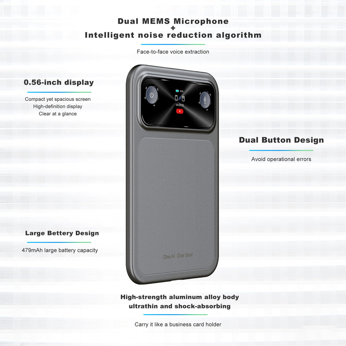 Grabadora de Voz iDoime IA 16 GB micrófono Dual transcripción multilingüe