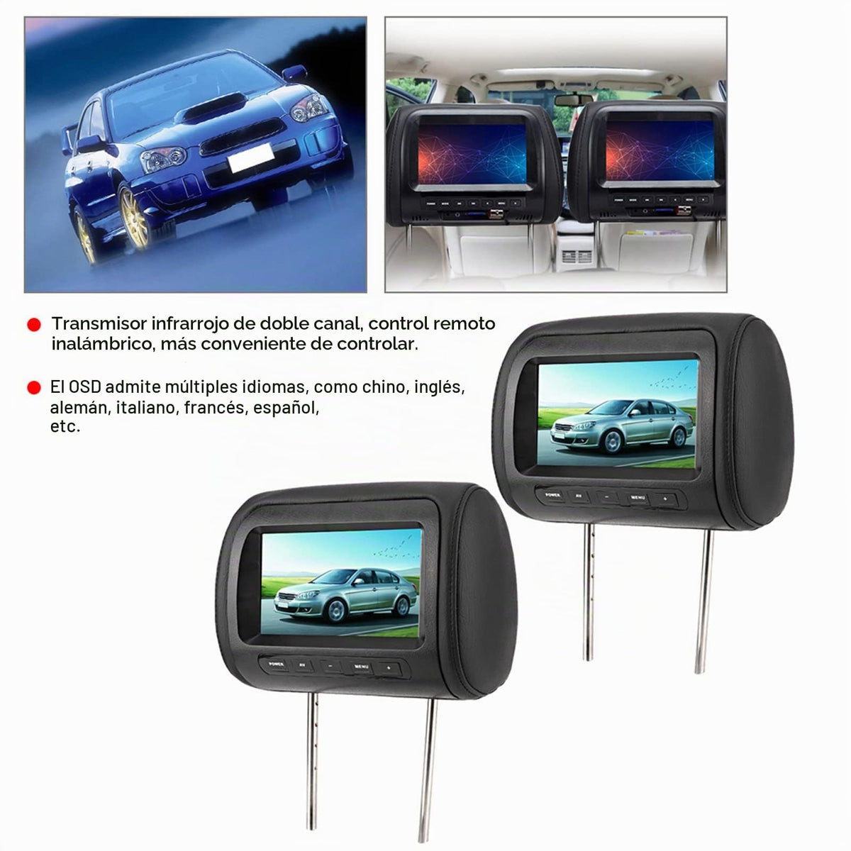 Reproductor de Video Portátil Astibym 7 Pulgadas Monitor Universal para Coche