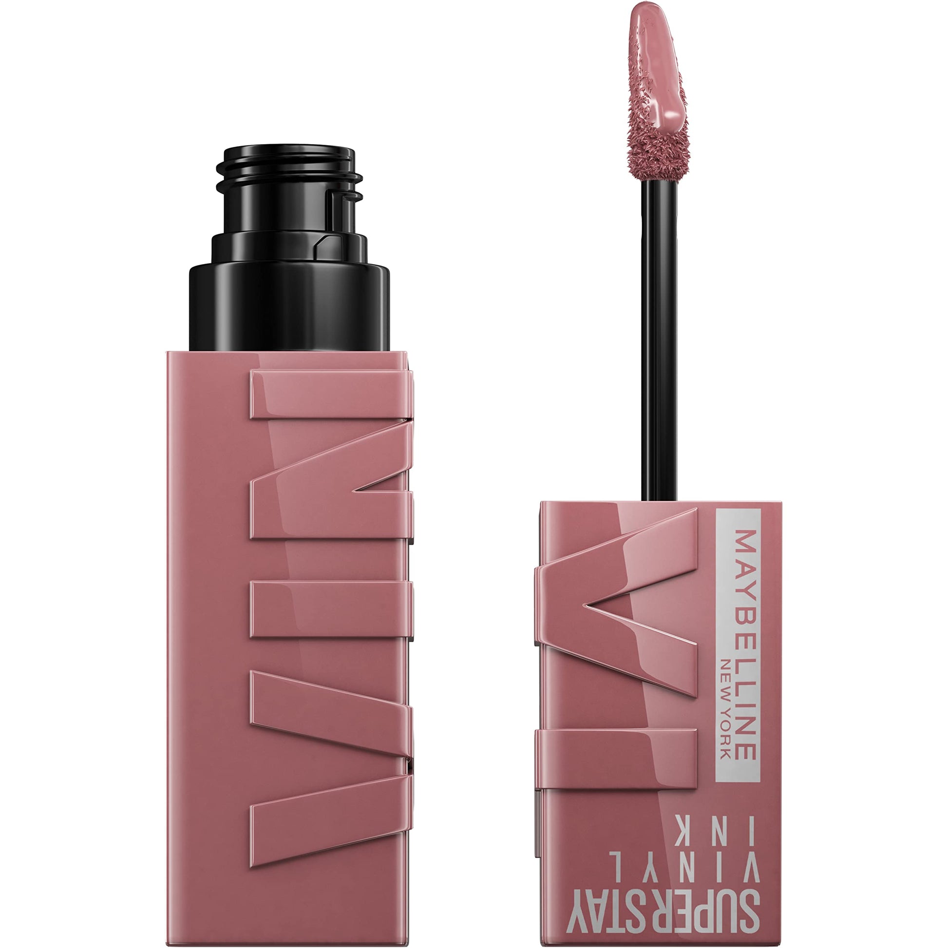 Labial Líquido Brillante, Maybelline Superstay Vinyl Ink Nudes tono Awestruck, 4.2ml + Labial líquido indeleble Matte Ink, tono70 amazonian
