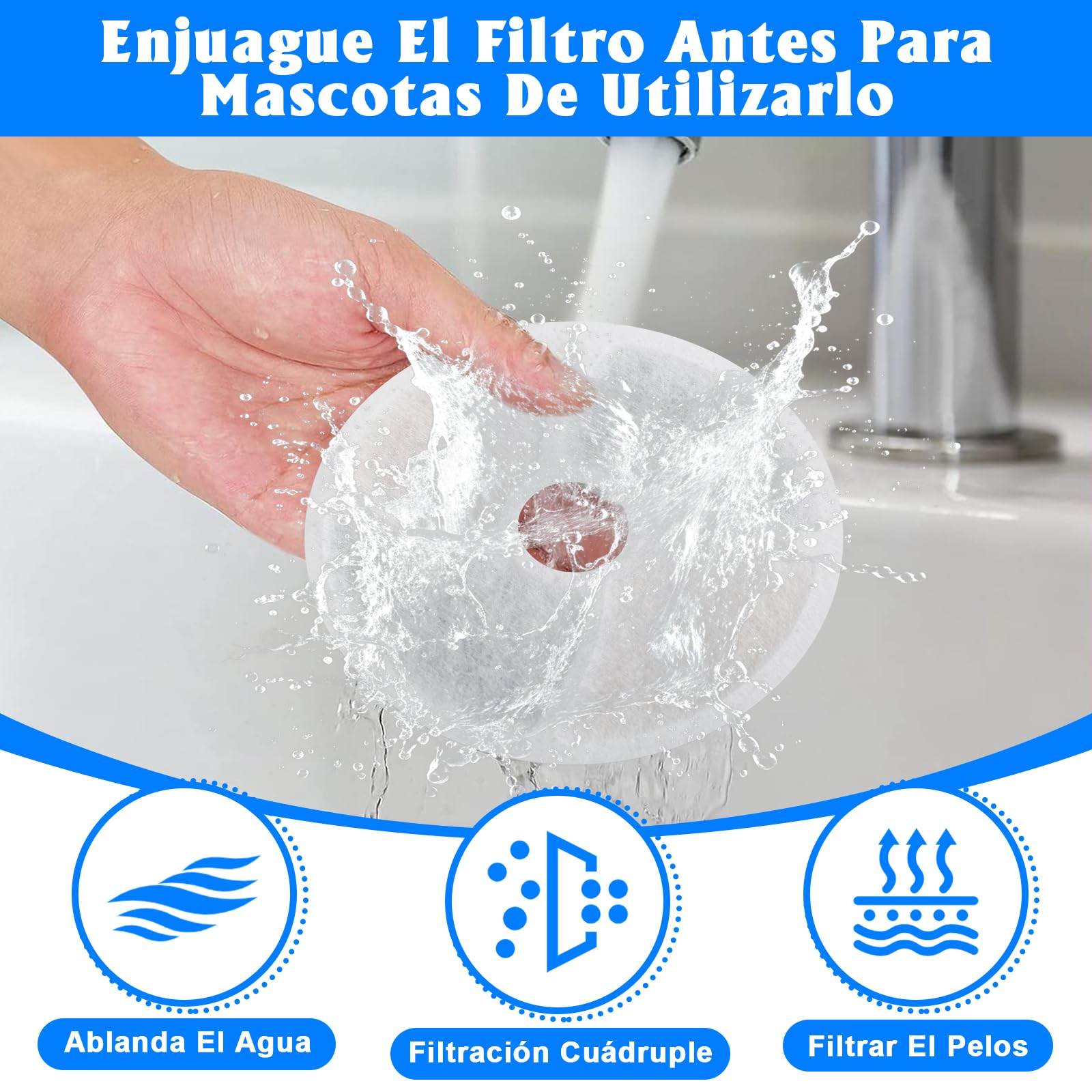 Filtros para Fuente de Gatos YINGDIHUT Blanco con Resina y Carbón Activo 6 Piezas