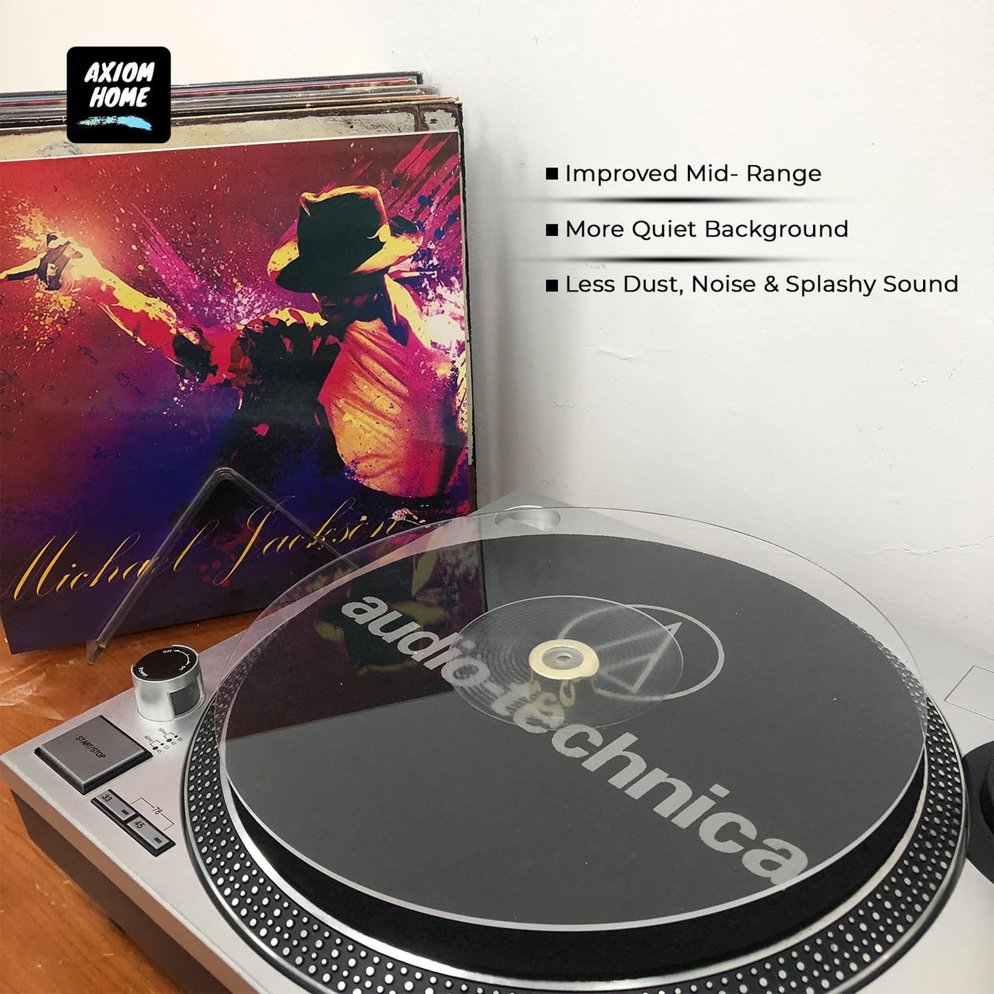 Tapete Acrílico Transparente Antiestático Reductor de Ruido para Reproductores de Discos de Vinilo de 12 Pulgadas