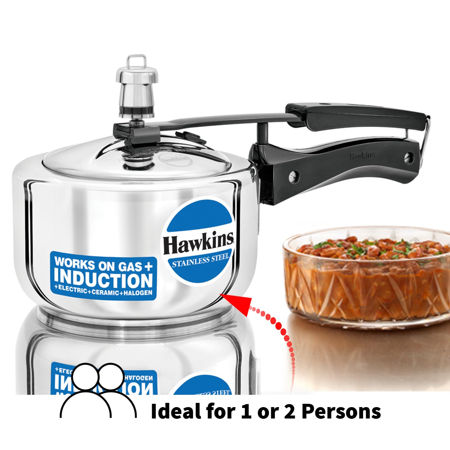 Hawkins HSS15 olla de presión de acero inoxidable, 1,5 litros, color plateado