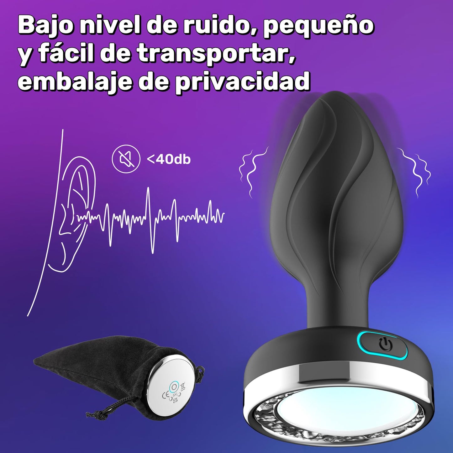 Vibrador Anal ZEZELIFE Negro Control por APP Inteligente con 9 Modos para Mujer y Hombre