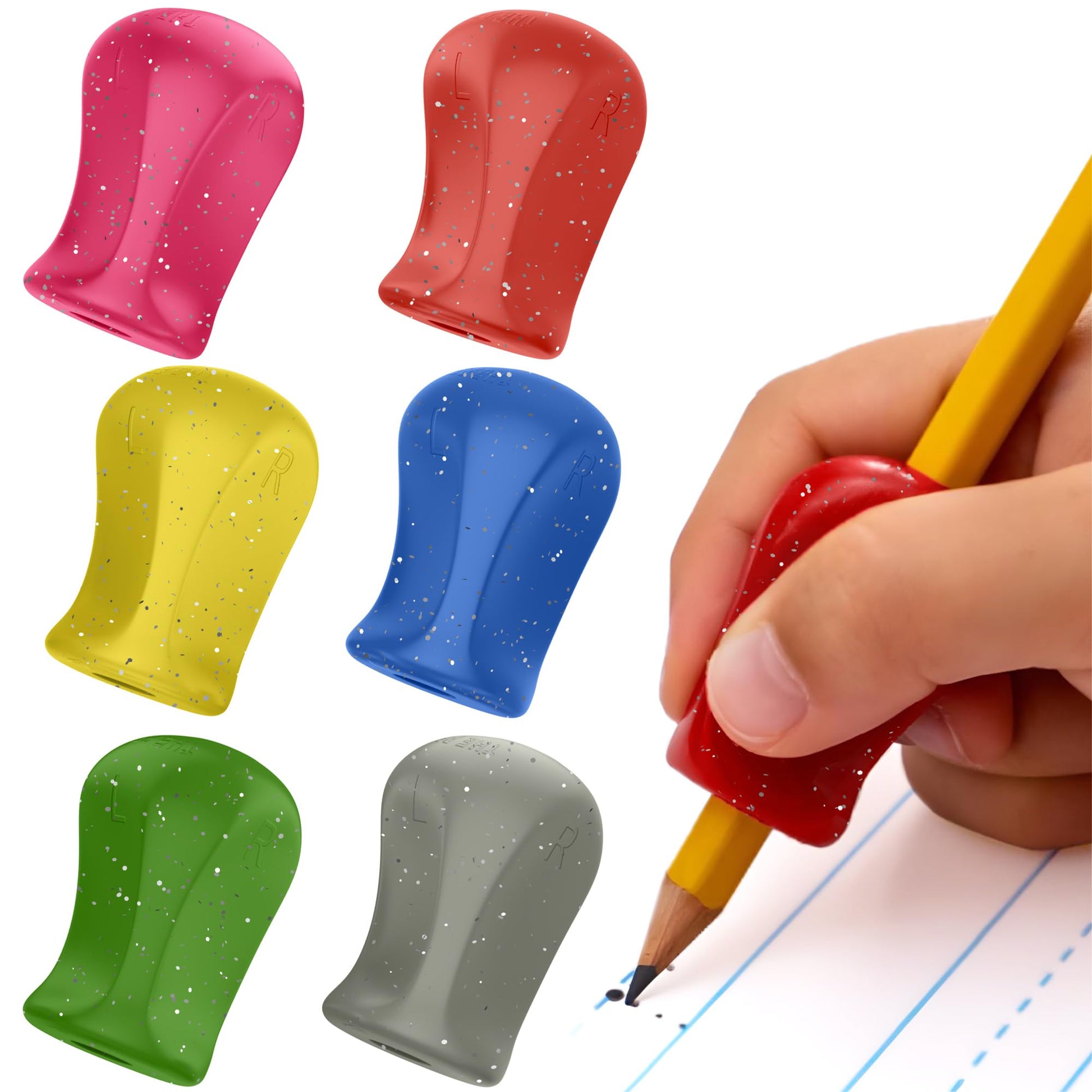 The Pencil Grip Original - Soporte ergonómico universal para escritura de derecha e izquierda, Escarcha, 6-ct