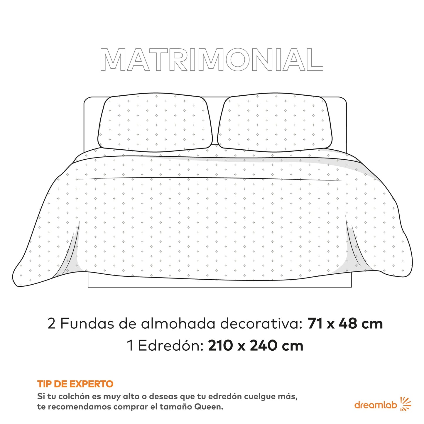 Colcha Dreamlab Trébol Azul Noche Capitonado Ultra Suave Hipoalergénico Matrimonial