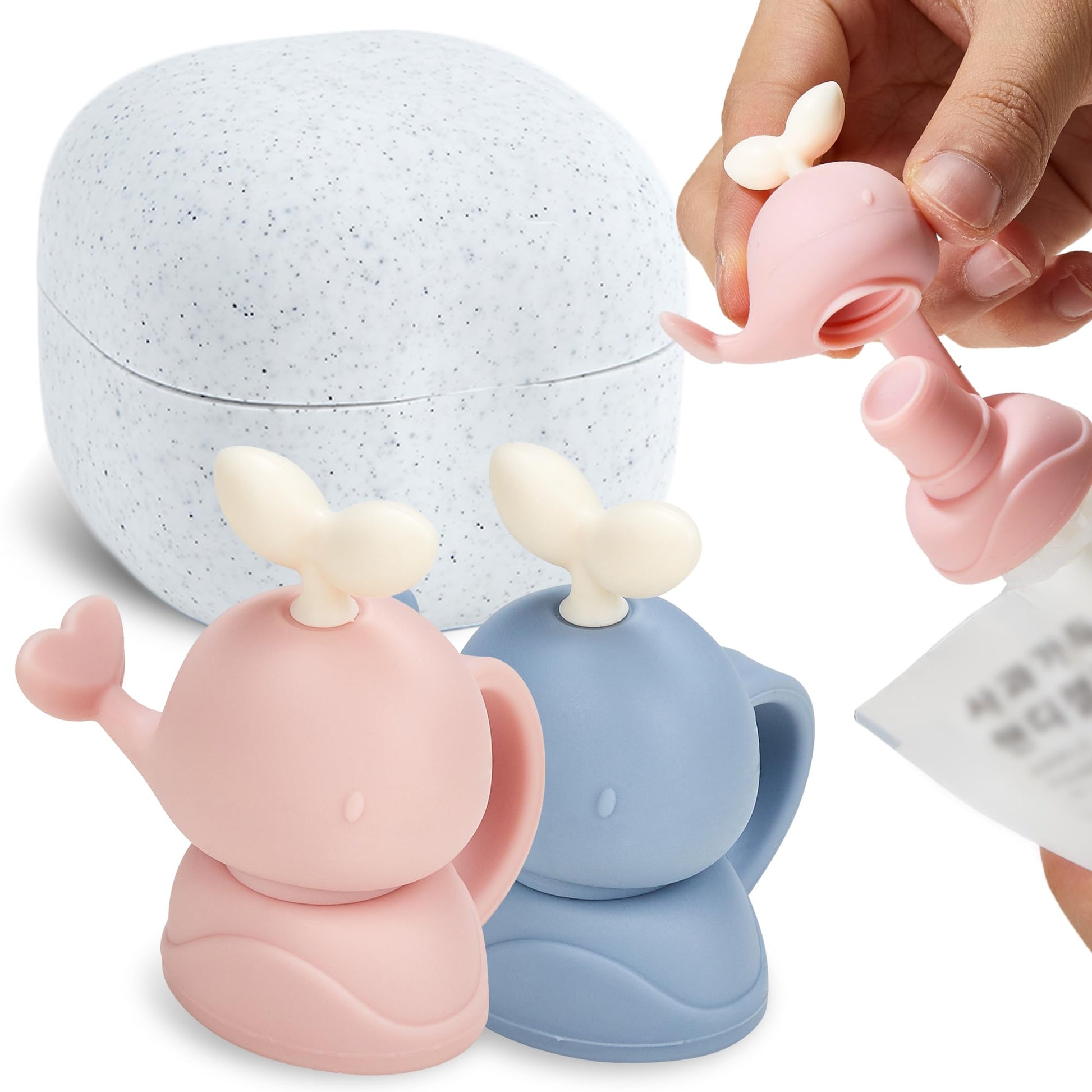 Firgi Bolsa De Alimentación Whale Softsip, 2 Unidades + Estuche De Viaje, Evita Derrames Y Fugas, Protege La Boca De Bebés Y Niños Pequeños, Silicona Reutilizable De Grado Alimenticio, Alimentación Di