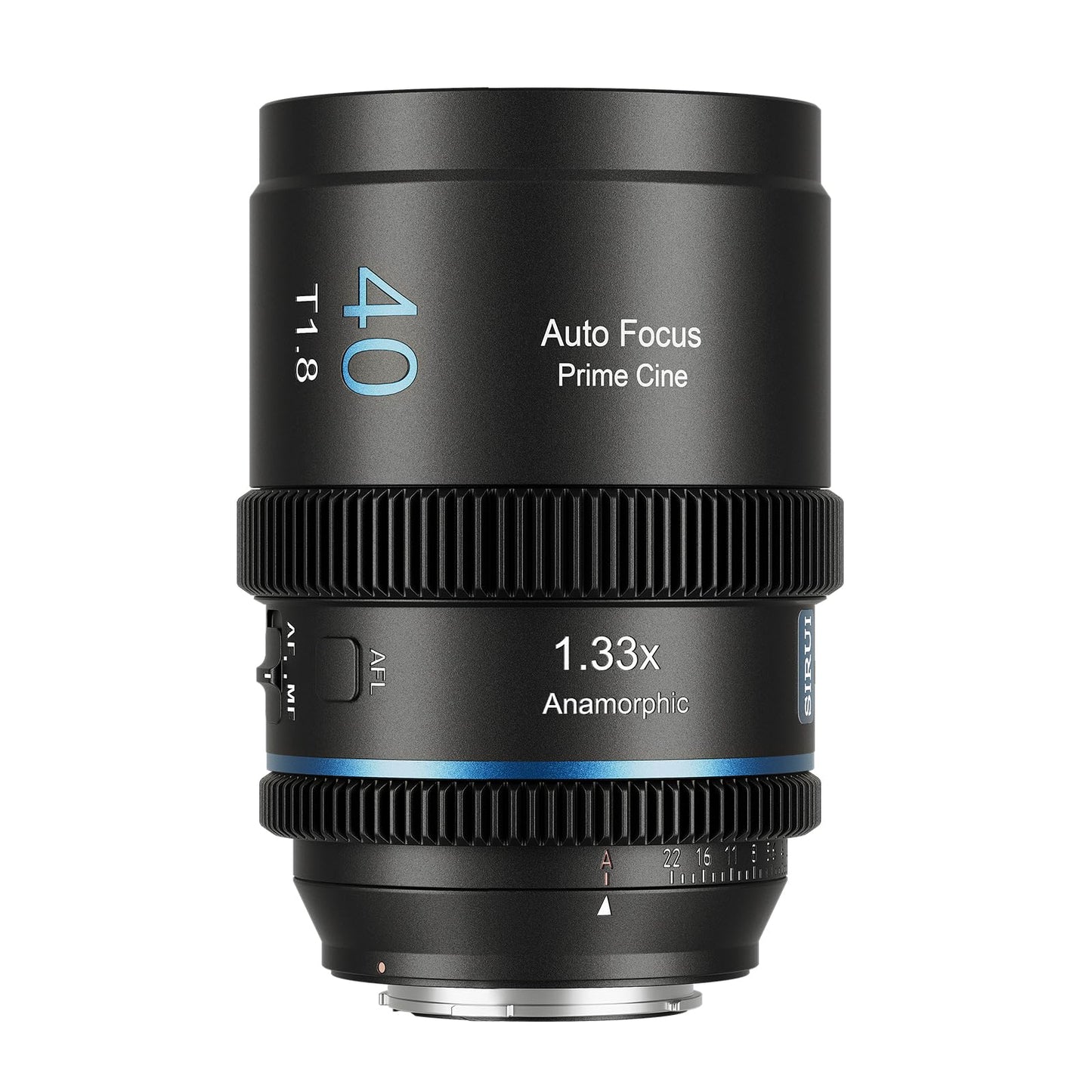 Lente Anamórfica SIRUI Azul Acampanado Enfoque Automático Montaje E 40 mm T1.8 1.33X