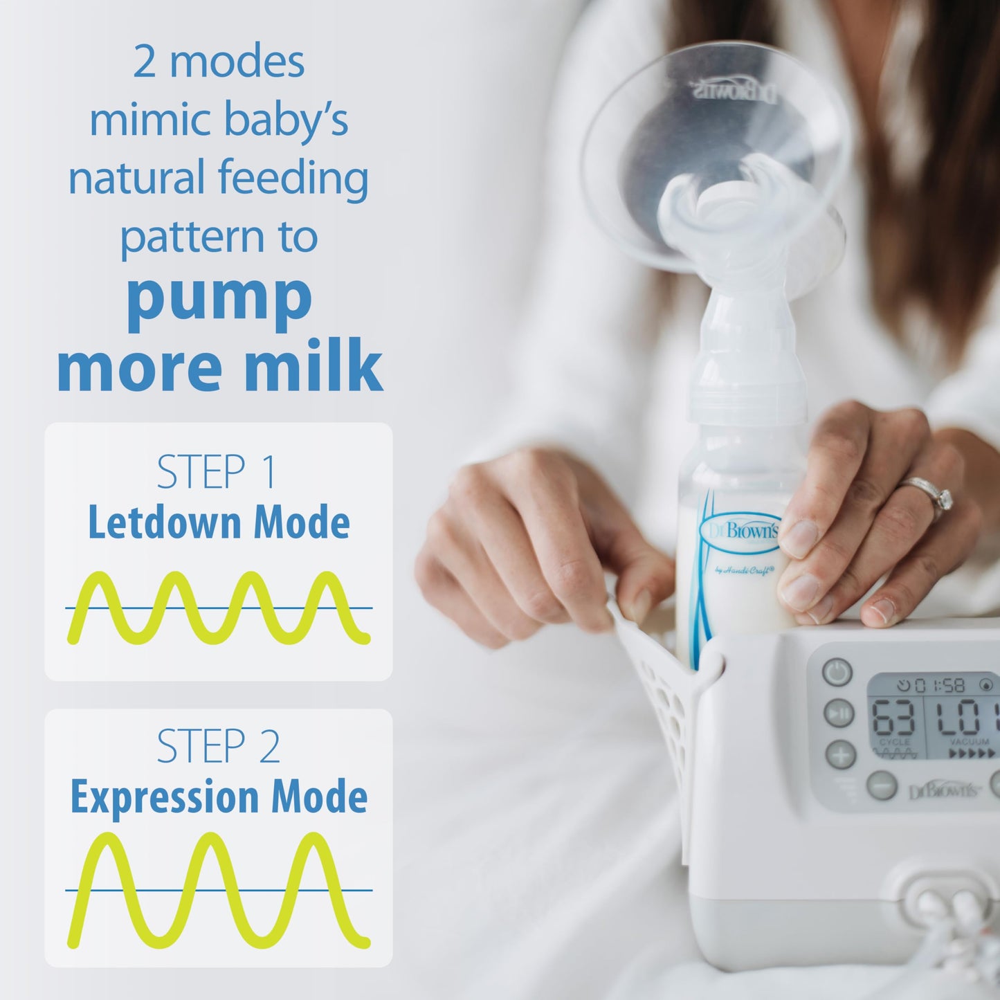 Extractor de Leche Eléctrico Doble Dr. Brown's Customflow blanco con Ajustes Personalizables