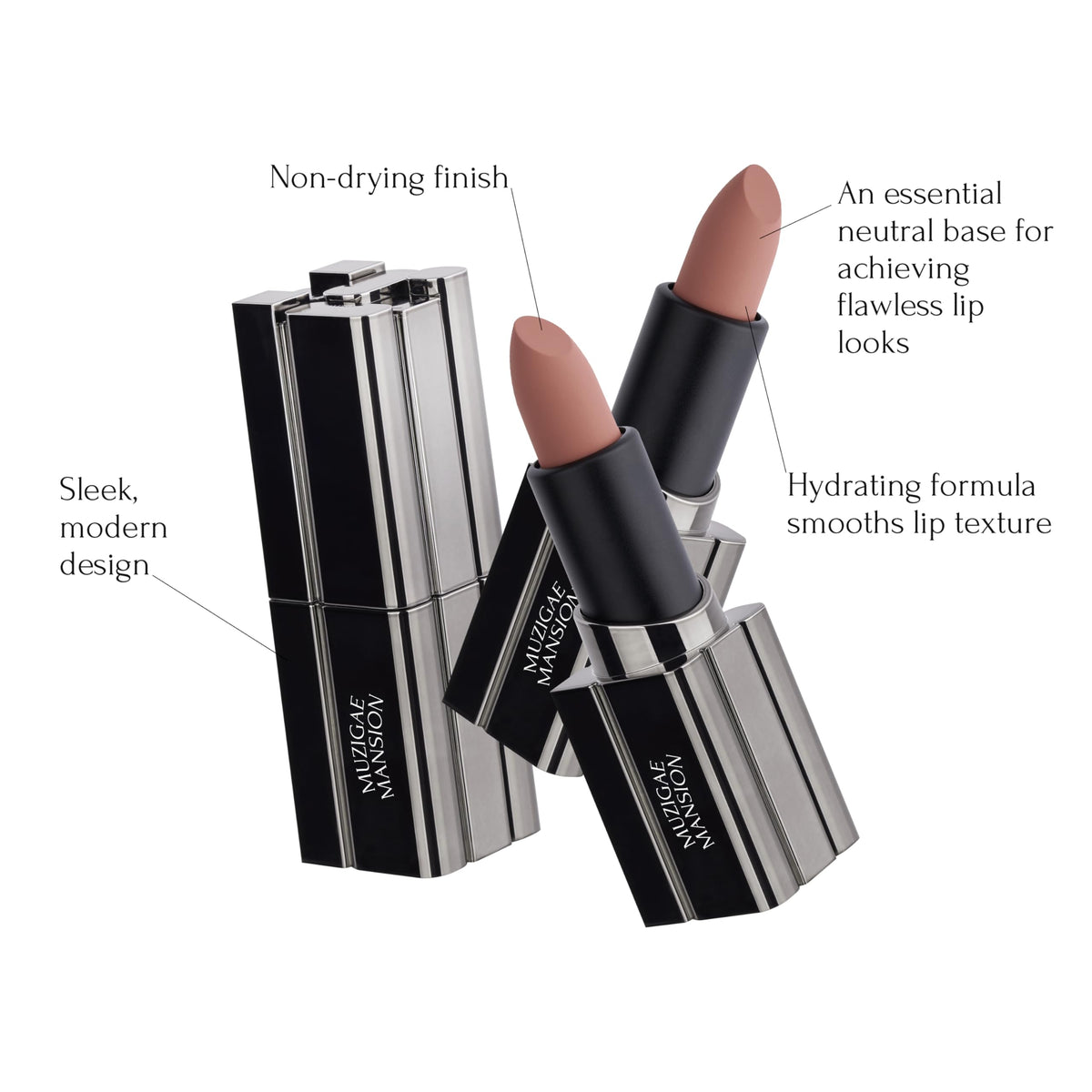 MUZIGAE MANSION Lápiz labial Blur de Moodwear: efecto difuminador suave, hidratante de larga duración, resistente al agua, K-Beauty: tonos MLBB y rojos intensos (diseño metálico elegante) (efecto di