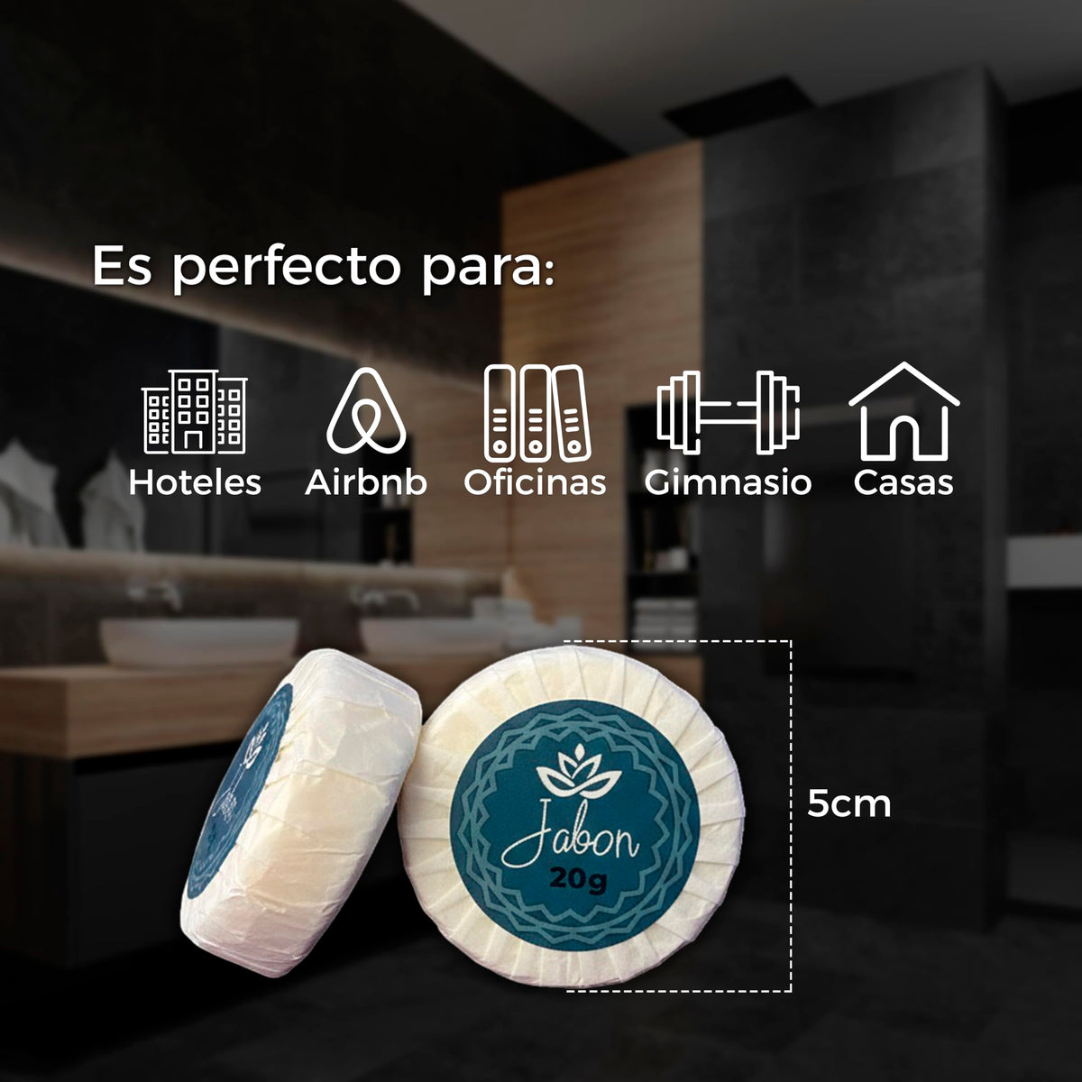 Caja de Jabón Corporal de 20g Con 500 Piezas, Mini Jabones Redondos Relajantes, Ideal Para Hoteles, Airbnb, Posadas, Hospitales, Spa, Jabon de Baño, Jabón Corporal Ecospa (Limón)