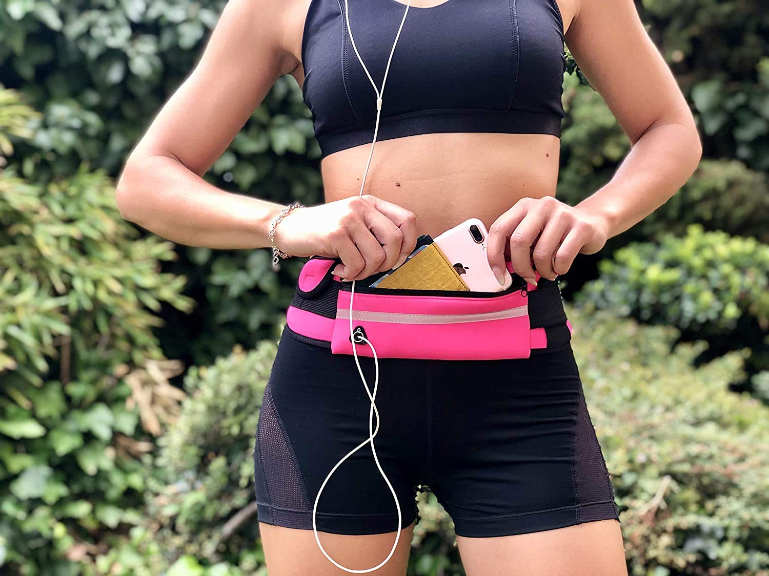 Cangurera Deportiva Riñonera Reflectante Unisex Negra con Correa Ajustable para Running y Seguridad de Accesorios