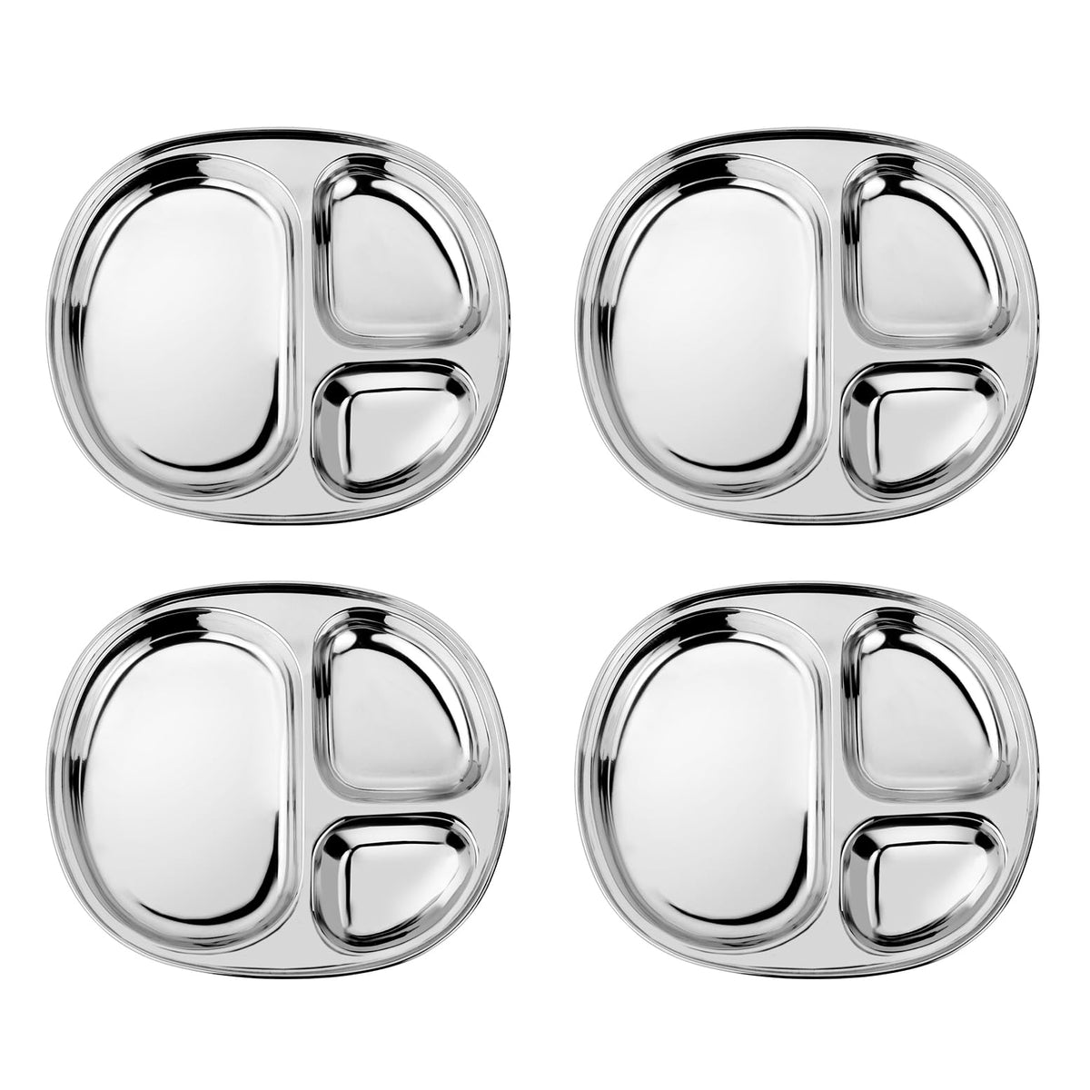 Ahimsa - Platos divididos para niños, acero inoxidable, 4 platos